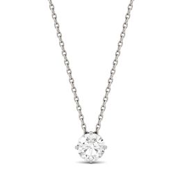 0.51 CTW DEW Round Forever One Moissanite Solitaire Pendant Necklace 14K White Gold