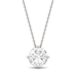 1.50 CTW DEW Round Forever One Moissanite Solitaire Pendant Necklace 14K White Gold