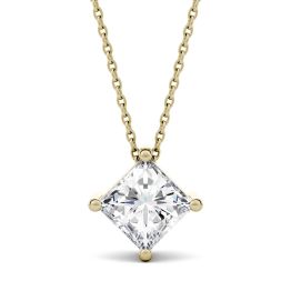 1.70 CTW DEW Square Forever One Moissanite Solitaire Pendant Necklace 14K Yellow Gold