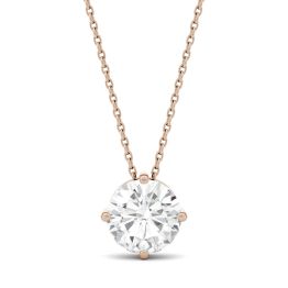 1.50 CTW DEW Round Forever One Moissanite Solitaire Pendant Necklace 14K Rose Gold
