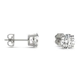1.02 CTW DEW Round Forever One Moissanite Solitaire Stud Earrings 14K White Gold
