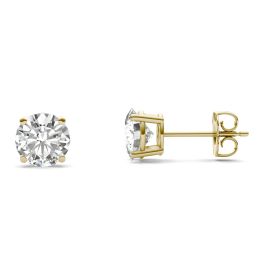 1.02 CTW DEW Round Forever One Moissanite Solitaire Stud Earrings 14K Yellow Gold