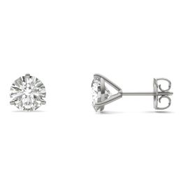 3.00 CTW DEW Round Forever One Moissanite Three Prong Martini Solitaire Stud Earrings 14K White Gold
