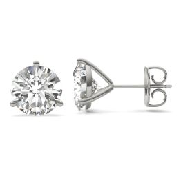 3.80 CTW DEW Round Forever One Moissanite Three Prong Martini Solitaire Stud Earrings 14K White Gold