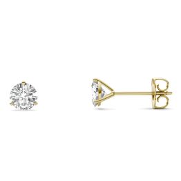 1.00 CTW DEW Round Forever One Moissanite Three Prong Martini Solitaire Stud Earrings 14K Yellow Gold