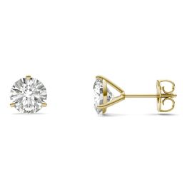 3.00 CTW DEW Round Forever One Moissanite Three Prong Martini Solitaire Stud Earrings 14K Yellow Gold