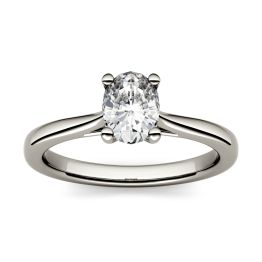 0.90 CTW DEW Oval Forever One Moissanite Solitaire Engagement Ring 14K White Gold, SIZE 7.0