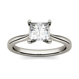 1.00 CTW DEW Square Forever One Moissanite Solitaire Engagement Ring 14K White Gold