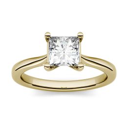 1.00 CTW DEW Square Forever One Moissanite Solitaire Engagement Ring 14K Yellow Gold