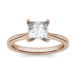 1.00 CTW DEW Square Forever One Moissanite Solitaire Engagement Ring 14K Rose Gold
