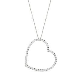 1.00 CTW DEW Round Forever One Moissanite Oversized Heart Necklace 14K White Gold