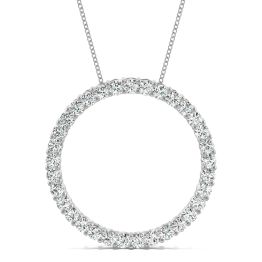 0.49 CTW DEW Round Forever One Moissanite Shared Prong Circle Necklace 14K White Gold