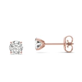 1.20 CTW DEW Round Forever One Moissanite Four Prong Martini Solitaire Stud Earrings 14K Rose Gold