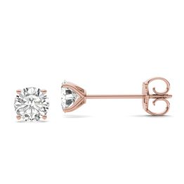 1.60 CTW DEW Round Forever One Moissanite Four Prong Martini Solitaire Stud Earrings 14K Rose Gold