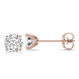 3.00 CTW DEW Round Forever One Moissanite Four Prong Martini Solitaire Stud Earrings 14K Rose Gold