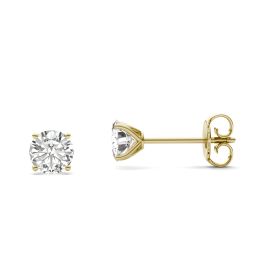 1.20 CTW DEW Round Forever One Moissanite Four Prong Martini Solitaire Stud Earrings 14K Yellow Gold