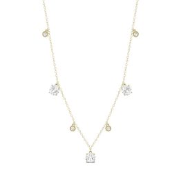 1.08 CTW DEW Round Forever One Moissanite Fixed Station Necklace 14K Yellow Gold