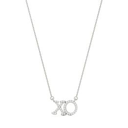 0.19 CTW DEW Round Forever One Moissanite XO Hugs and Kisses Necklace 14K White Gold