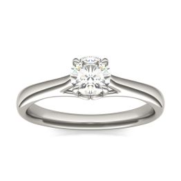 0.50 CTW DEW Round Forever One Moissanite Four Prong Solitaire Engagement Ring 14K White Gold