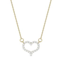 0.35 CTW DEW Round Forever One Moissanite Mini Heart Necklace 14K Yellow Gold