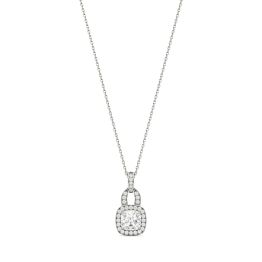 1.30 CTW DEW Cushion Forever One Moissanite Halo Necklace 14K White Gold