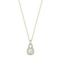 1.30 CTW DEW Cushion Forever One Moissanite Halo Necklace 14K Yellow Gold