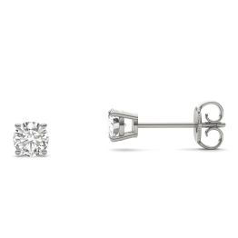0.46 CTW DEW Round Forever One Moissanite Solitaire Stud Earrings 14K White Gold
