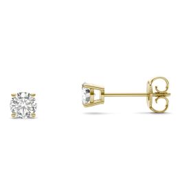 0.46 CTW DEW Round Forever One Moissanite Solitaire Stud Earrings 14K Yellow Gold