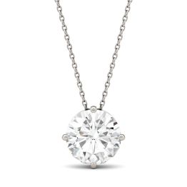 3.27 CTW DEW Round Forever One Moissanite Solitaire Pendant Necklace 14K White Gold