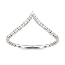 0.13 CTW DEW Round Forever One Moissanite Chevron Stackable Ring 14K White Gold