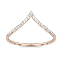 0.13 CTW DEW Round Forever One Moissanite Chevron Stackable Ring 14K Rose Gold