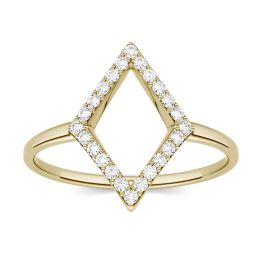 0.12 CTW DEW Round Forever One Moissanite Geometric Fashion Ring 14K Yellow Gold