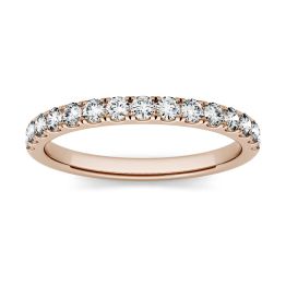 0.37 CTW DEW Round Forever One Moissanite Shared Prong Band Ring 14K Rose Gold