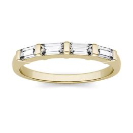 0.46 CTW DEW Straight Baguette Forever One Moissanite Four Stone Wedding Band Ring 14K Yellow Gold