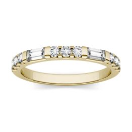 0.50 CTW DEW Straight Baguette Forever One Moissanite Multi Stone Channel Set Wedding Band Ring 14K Yellow Gold