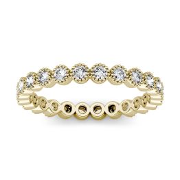 0.49 CTW DEW Round Forever One Moissanite Beaded Stackable Ring 14K Yellow Gold