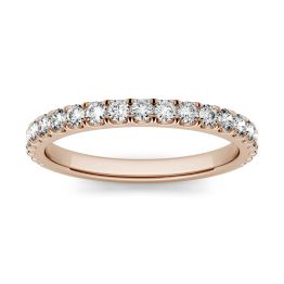 0.42 CTW DEW Round Forever One Moissanite Prong Set Band Ring 14K Rose Gold