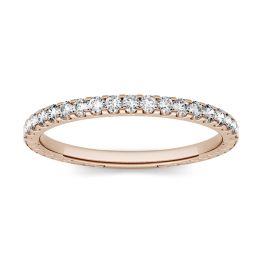 0.28 CTW DEW Round Forever One Moissanite Prong Set Band with Carved Detail Ring 14K Rose Gold