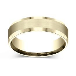 Satin Finish Center with Beveled Edges 6.0mm Ring 14K Yellow Gold