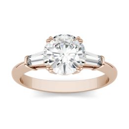 1.97 CTW DEW Round Forever One Moissanite Three Stone Engagement Ring 14K Rose Gold