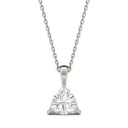 1.00 CTW DEW Trillion Forever One Moissanite Solitaire Pendant Necklace 14K White Gold