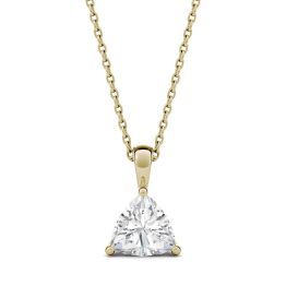 1.00 CTW DEW Trillion Forever One Moissanite Solitaire Pendant Necklace 14K Yellow Gold