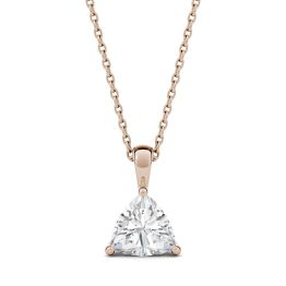 1.00 CTW DEW Trillion Forever One Moissanite Solitaire Pendant Necklace 14K Rose Gold