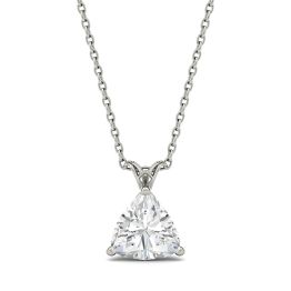 1.00 CTW DEW Trillion Forever One Moissanite Floral Setting Solitaire Pendant Necklace 14K White Gold
