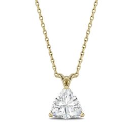 1.00 CTW DEW Trillion Forever One Moissanite Floral Setting Solitaire Pendant Necklace 14K Yellow Gold