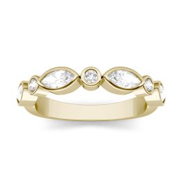0.58 CTW DEW Marquise Forever One Moissanite Multi Stone Stackable Ring 14K Yellow Gold
