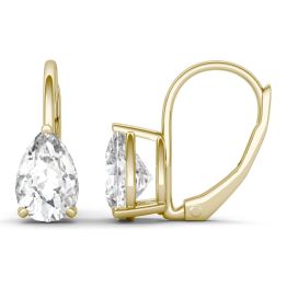 1.88 CTW DEW Pear Forever One Moissanite Drop Earrings 14K Yellow Gold