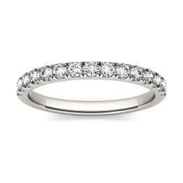 0.37 CTW DEW Round Forever One Moissanite Shared Prong Band Ring 14K White Gold, SIZE 5.5