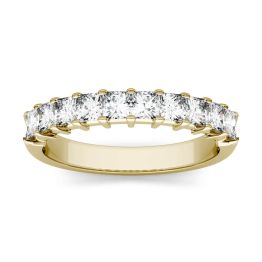 1.20 CTW DEW Square Forever One Moissanite Shared Prong Anniversary Band Ring 14K Yellow Gold