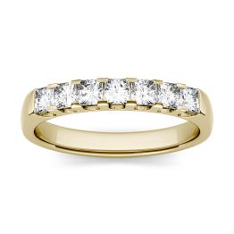 0.84 CTW DEW Square Forever One Moissanite Shared Prong Anniversary Band Ring 14K Yellow Gold, SIZE 7.0